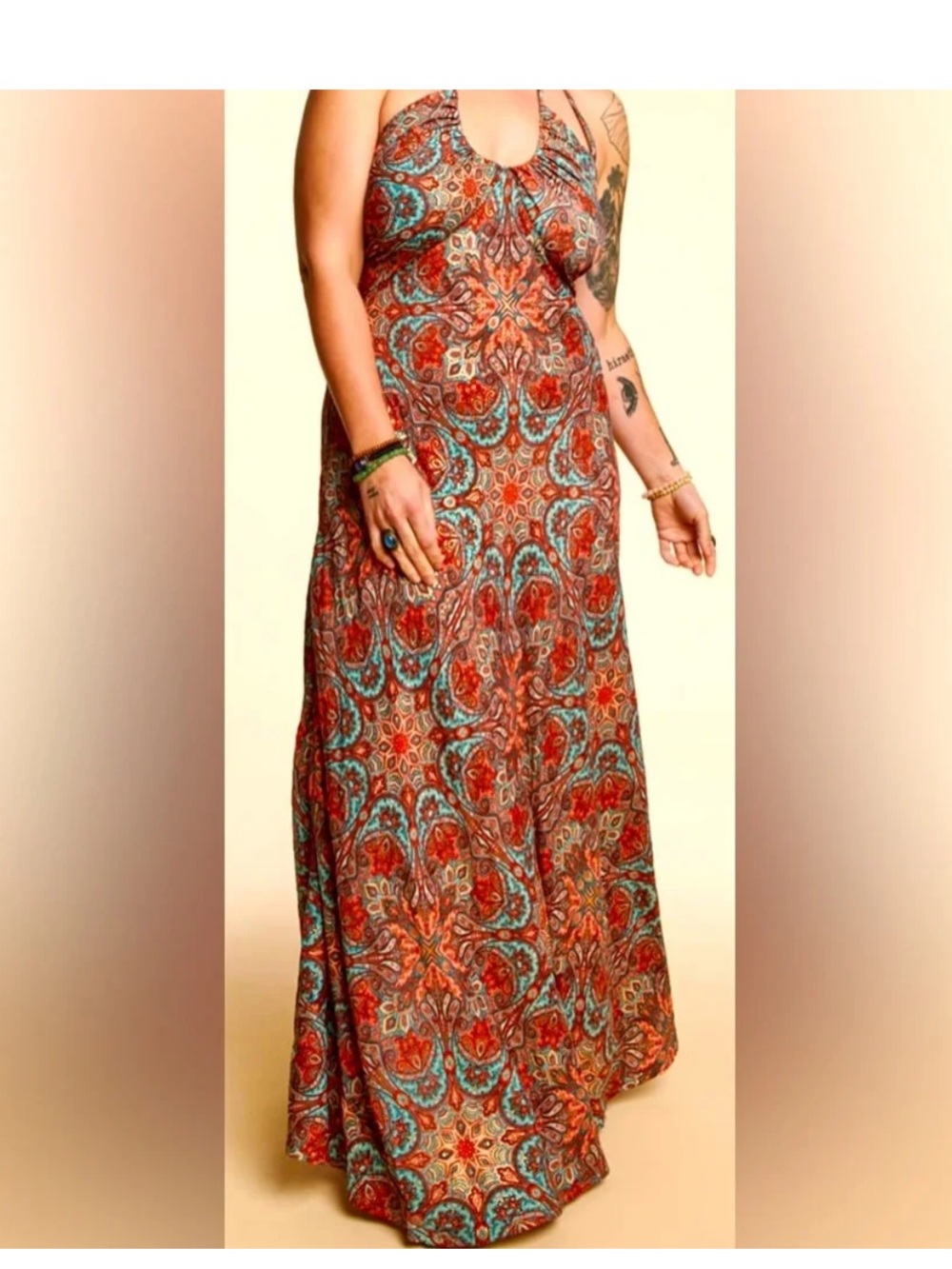 EARTHBOUND Red & Teal Paisley Maxi Dress